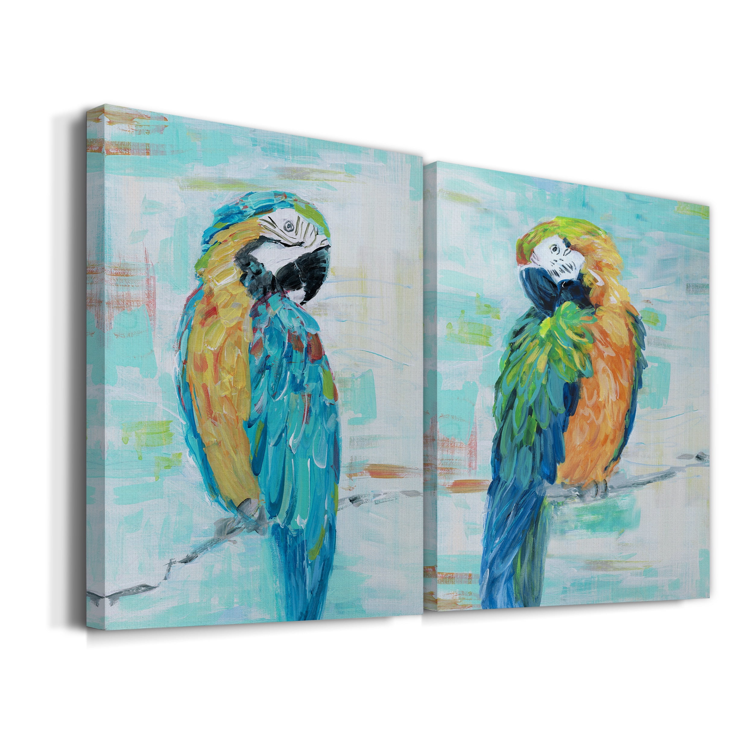 Island Parrot I Premium Gallery Wrapped Canvas - Ready to Hang - Set of 2 - 24 x 36 Each