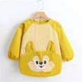 thumbnail image 2 of Wyobmus Mess Proof Baby Bib for 1-9Y Long Sleeve Bib Outfit Kids Squirrel Pattern Apron Dirt Proof Reverse Wearing Corduroy Baby Bib A-Yellow*, 2 of 3