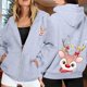 thumbnail image 2 of WILLBEST Sudadera Deportiva para Mujer Ladies' Christmas Printed Zipper Long Sleeved Pocket Adjuststring Casual Hooded Sweatshirt 1967 XX-Grande, 2 of 8