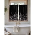 thumbnail image 7 of Tier Curtains 45 Inches Long, Black Botanical Window Treatment Curtain Drapes, Dragonfly Flower Leaf Retro Style Window Half Privacy Curtains for Bedroom Bathroom, 42"x45", 2 Panels, 7 of 7