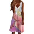 thumbnail image 2 of SMihono Robes Bohèmes d'Été Femmes Grande Taille Mode Femmes Décontracté Aguichant Col en V Uni Été Dentelle Sans Manches Robe Mini, 2 of 5