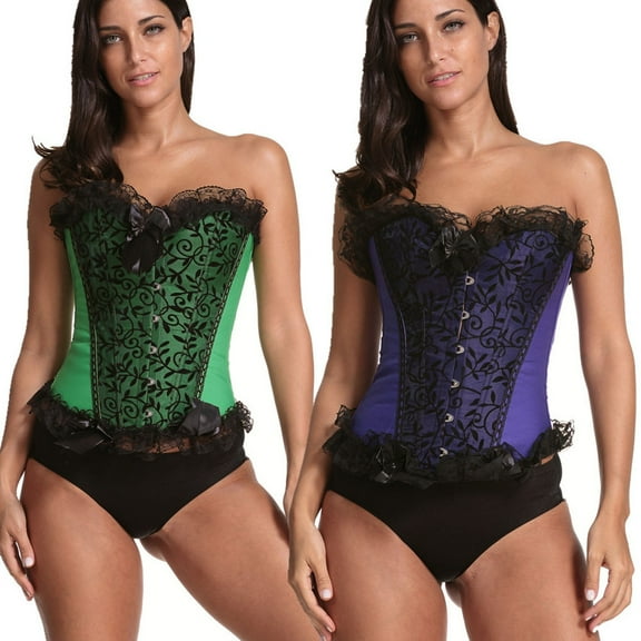 Elainilye Fashion Corset Tops for Women V-neck Waist Protection and Belly Tightening Shapewear Court Corset Bustier,Green