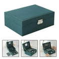 thumbnail image 3 of Double Layer Jewelry Box Organizer Rings Organiser Stackable Removable Tray Earrings 4 Hangers Women Gift Green, 3 of 9