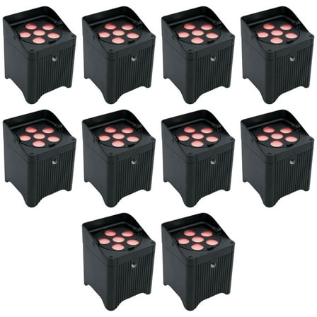 (10) Chauvet DJ Freedom Par T6 Wireless Rechargeable RGB LED DMX Wash Up-lights