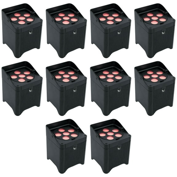 (10) Chauvet DJ Freedom Par T6 Wireless Rechargeable RGB LED DMX Wash Up-lights