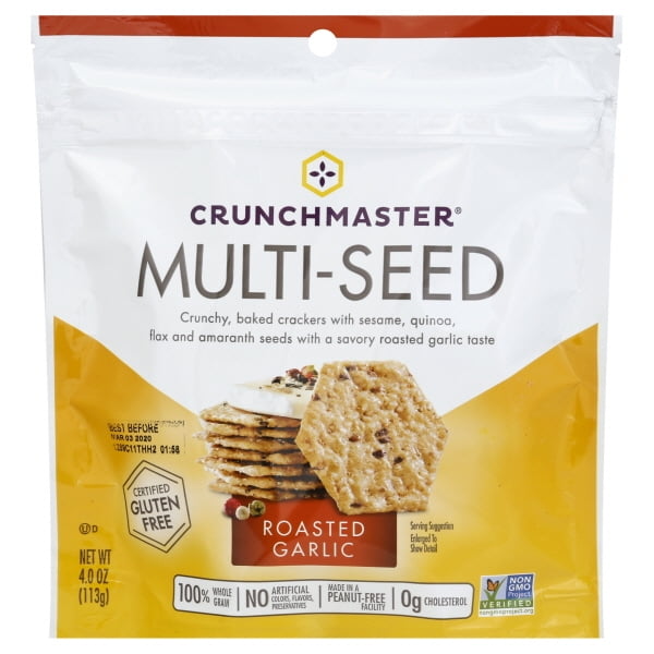 Crunchmaster Multi-Seed Roasted Garlic Cracker, 4.0 OZ (Pack of 12)
