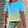 thumbnail image 5 of Pxiakgy Basic T Shirts for Women Women‘S Short Sleeve Gradient Color Fashion Round Neck Casual T Shirt Gradient Color Short Sleeve Casual Summer Tops Trendy Solid Loose Fit Tshirt Sky Blue Xl, 5 of 5