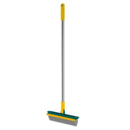 

JNGSA 2 in 1 Cleaning Scrub Brush Grout Brush Scrape Floor Scrub Brush with Long Handle V-Shape Stiff Bristle Brush Scrubber with Squeegee 120°Rotating Brush for Cleaning Bathroom Glass Wall