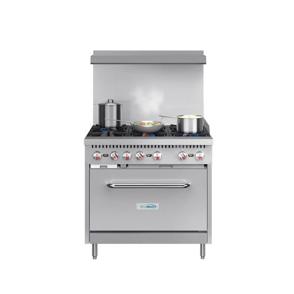 KoolMore KM-CR36-NG 36 in. 6 Burner Commercial Natural Gas Range with Oven