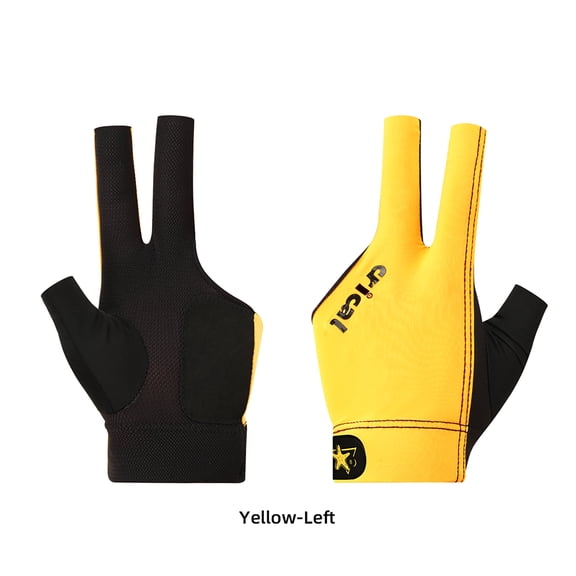 CRICAL-Lycra Billiard Glove with 3 Fingers Yellow Left Hand for Snooker Cue Gloves Billiard Accessories