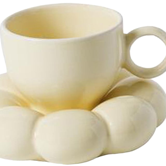 Juego de taza de café y posavasos con mango Cerámica antideslizante nórdico vajils ble para oficina en casa Beber Color de Macarena Platillo de la taza de café