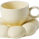 thumbnail image 3 of Taza de café y platillo con asa de porcelana antideslizante para vajilla de oficina en casa blanco, 3 of 9