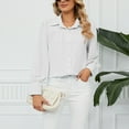 thumbnail image 6 of YYDGH Womens Button Down Shirts Long Sleeve Casual Chiffon Blouses Loose Pleated Collared Work Office Tops White S, 6 of 7