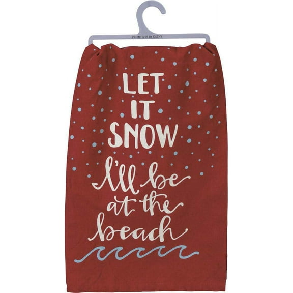 Primitives by Kathy Beach Holiday Dish Towel, Let It Snow