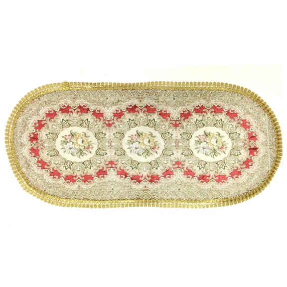 Wrapables® 28.5 x 13 Inch Vintage Floral Table Runner with Gold Embroidery, Regal Red