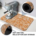 thumbnail image 4 of Orange Flower Dish Drying Mats for Kitchen Counter, Pastoral White Plant Petal Leaf Rustic Linen Absorbent Coffee Bar Mat with Non-slip Rubber Backed Quick Drying Dish Rack Pad 16"x18", 4 of 9