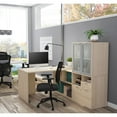 thumbnail image 4 of Bestar i3 Plus L-Desk with Frosted Glass Door Hutch in Bark Gray & White, 4 of 5