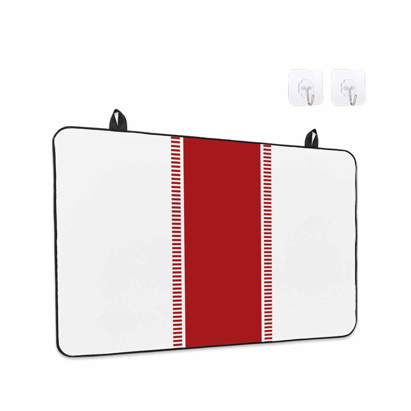 Red Solid Color Texture Stove Top Cover for Electric Stove, Heat-proof & Non Slip Glass Top Stove Cover Protector, Simple Red Stripes Kitchen Flat Cooktop Rubber Mat 36x21 Inches
