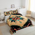 thumbnail image 3 of Feelyou Retro Mandala Aztec Queen Comforter Set for Men, Hippie Western Fashion Bedding Sets, Black Wheat Triangle Reversible Bedding Comforter Set, Super Cozy Room Decor, 3pcs, 3 of 8