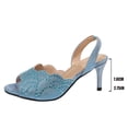 thumbnail image 4 of Samdudou Summer Shoes for Women Open Toe Stiletto Heel Slingback Pumps Scalloped Edge Front Band Sparkly Rhinestone Embellishments Elastic Back Strap Dressy Evening Prom Wedding Footwear, 4 of 9