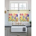 thumbnail image 2 of Yellow Plaid Tulip Tier Curtains 36 Inch Length,Sheer Curtains for Bedroom Living Room Window Spring Floral Watercolor Botanical Small Half Window Kitchen Curtains & Drapes 27.5"x36" 2 Panels, 2 of 6