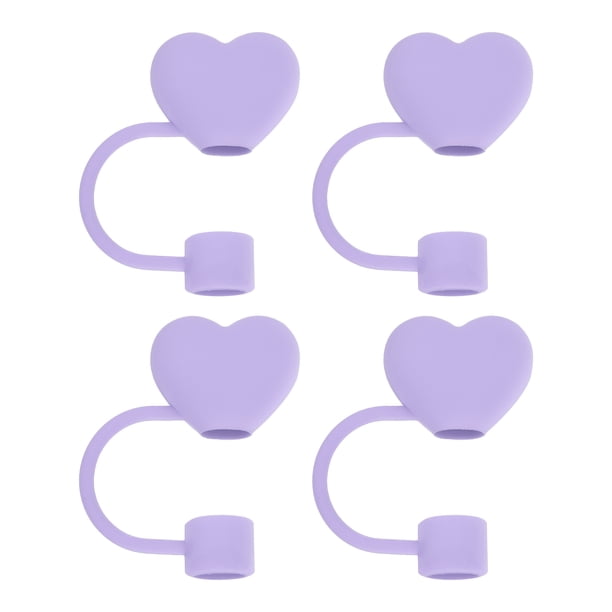 Tapa de paja en forma de corazón Uxcell 4 piezas 10mm cubierta de silicona para taza, púrpura