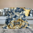 thumbnail image 2 of Shiartex Throw  Blanket Fine Crafted Yellow Dusty Blue Grey Flower Lightweight Super Soft Cozy Luxury Bed Blanket Yellow Blue Floral Leaves Blanket for Bed Couch Car, 2 of 6