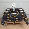 thumbnail image 3 of Halloween Black Colorful Ghosts and Pumpkins Square Tablecloth,Waterproof Square Table Cover,Wipeable Spillproof Washable Table Cover for Home Kitchen Party Decor 52"x52"(132x132cm), 3 of 6