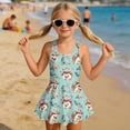 thumbnail image 3 of COEQINE Girls One Piece Swimsuit with Skirt & Attached Liner, Comfortable Tank Top V-Back Swimwear with Skirt Bottom, Cute Bathing Suit for Kids Age 8-9, Hedgehog Floral Blue, 3 of 8