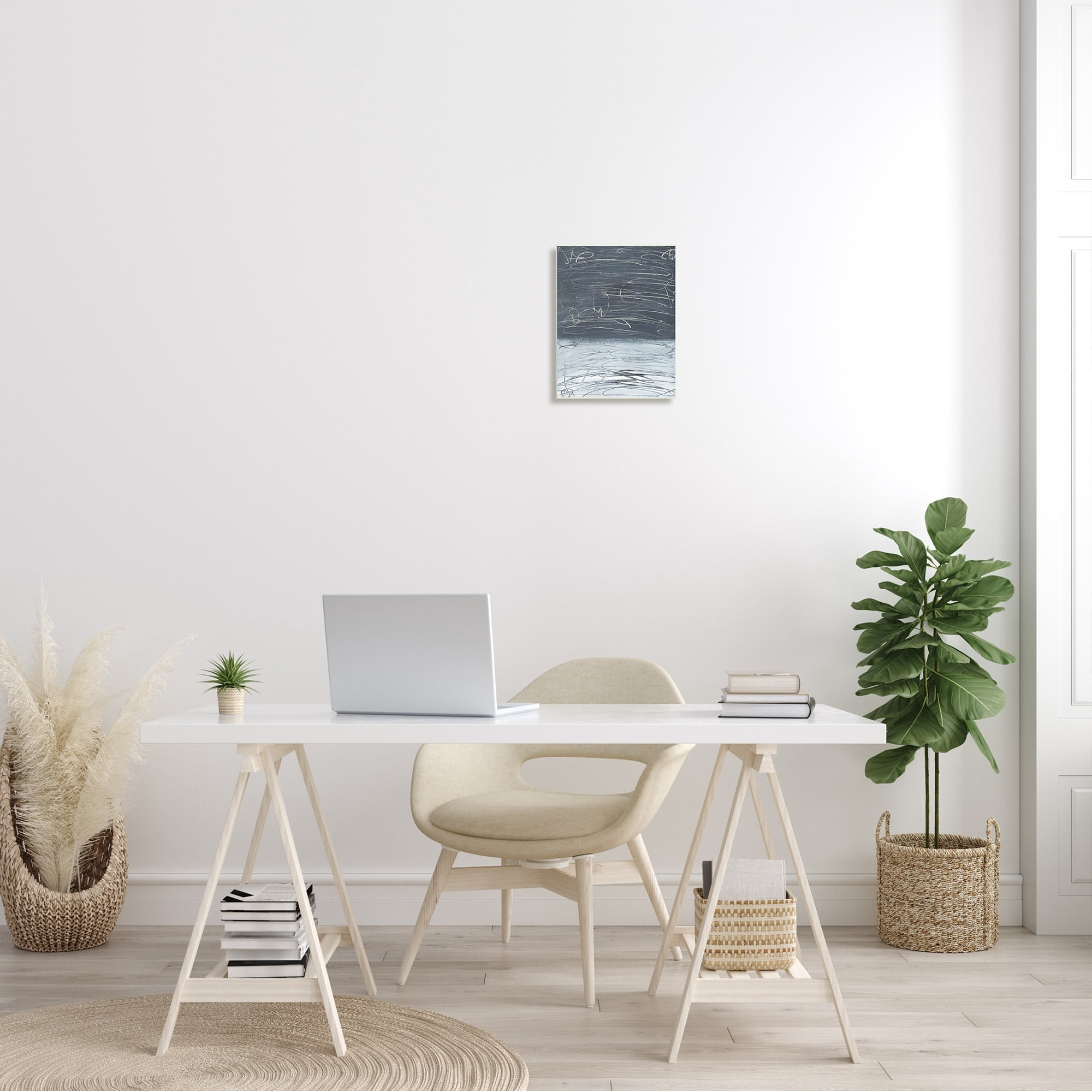 Stupell Industries Modern Grey Abstract Horizon Chaotic Line Scribble Painting, 13 x 19,Design by Bronwyn Baker