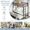 thumbnail image 3 of Walsunny Bunk Beds Twin Metal Loft Beds Frame with Pullout Trundle Guardrail Secured Ladder for Adults Girls Boys Bedroom Loft Dormitory,Black, 3 of 9