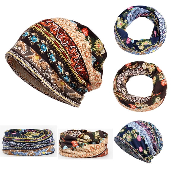 Helii Women Men Soft Cotton Blend Wrap Turban Hat Cap Casual Daily Headwear Pre Tied Chemo Head Scarf Hat Cap Beanie Hat Cap Easy On Off Stretchy Lightweight Printed Cap Headwrap Scarf