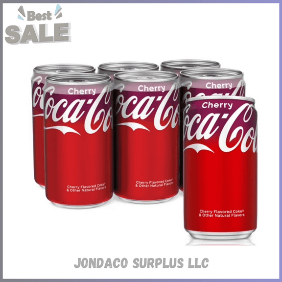 Coca-Cola Cherry Mini Soda Pop Soft Drink, 7.5 fl oz, 6 Pack Cans