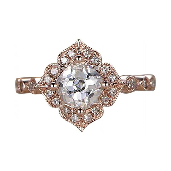 1.25 Carat Round cut Halo Moissanite Engagement Ring with 18k Gold Plating