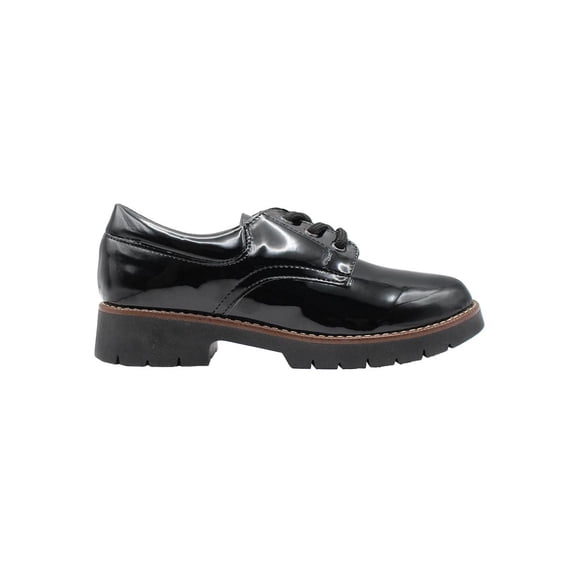 Zapato casual para dama color negro charol con agujetas León 640negrocharol