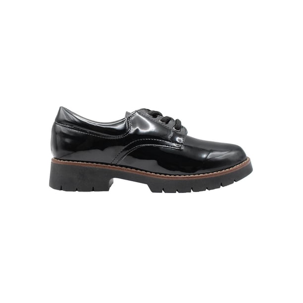 Zapato casual para dama color negro charol con agujetas León 640negrocharol