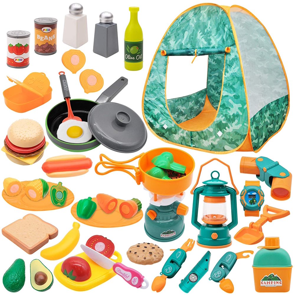 JOYIN Kids Camping Set with Tent 40+ pcs Camping Gear Tool Pretend Play