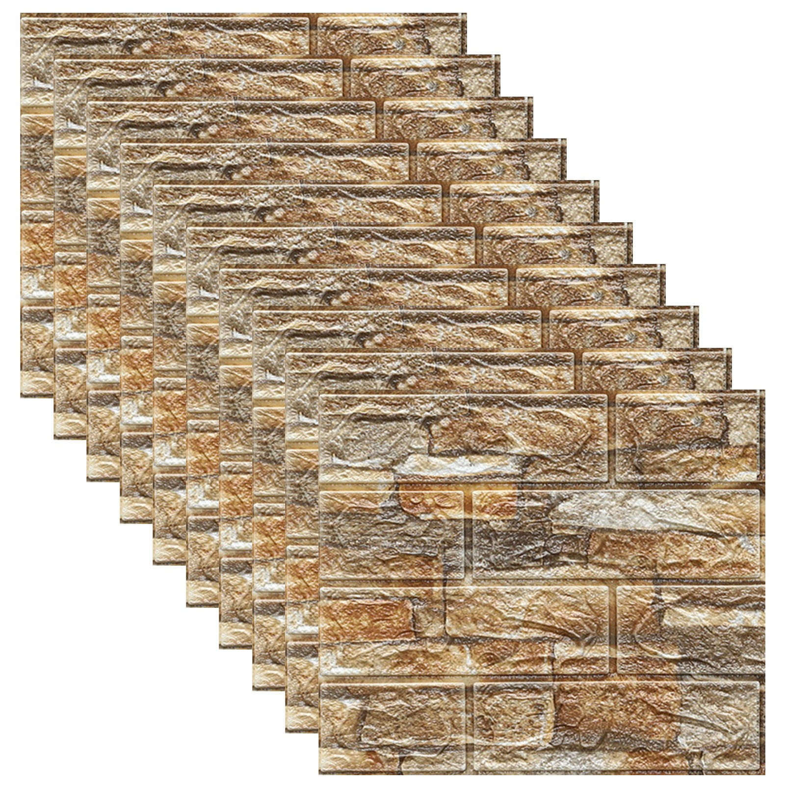 3D Wall Panels Peel and Stick Wallpaper,Self Adhesive Waterproof Foam Faux Brick for Living Room,Bedroom,Laundry,Kitchen,Fireplace,TV Wall Decoration (10 Pack,14x15.2inch)
