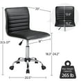 thumbnail image 2 of Yaheetech Adjustable Office Chair PU Leather Armless Chair with Wheels, Black, 2 of 8