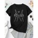 thumbnail image 2 of Camisetas con diseño gráfico para mujer, playera corta, clásico, estética, ropa de verano de los 901pc Women'S Fashionable Crew Neck T-Shirt with Creative Heart Gesture Print, Casual Geometric-Patt, 2 of 6