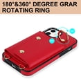 thumbnail image 4 of ShellTech Phone Case for iPhone 12/12 pro case with Strap Wallet for Women with Card Holder,Red, 4 of 10