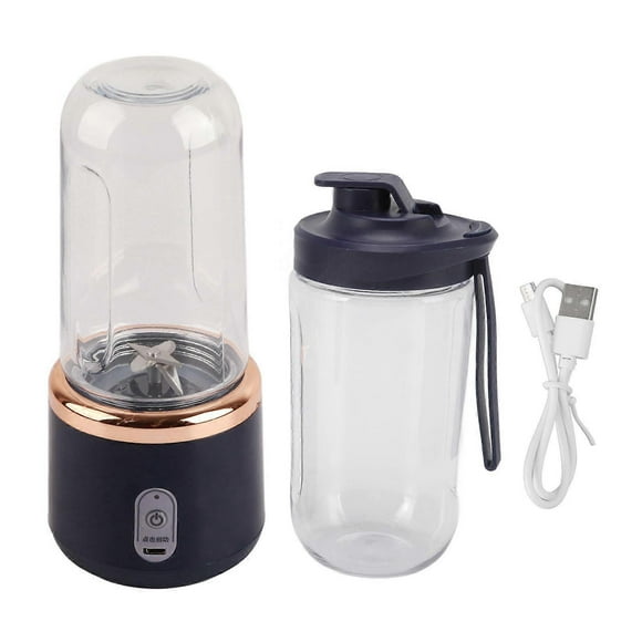 Mixeur portable sans fil 300 ml pour milkshakes, jus, six lames, chargement USB, avec bouteille et couvercle