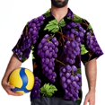 thumbnail image 4 of Grape Men's Short Sleeve Spread Collar Button Down Beach Print Casual Shirts, 4 of 6
