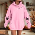 thumbnail image 2 of XIAONU Womens Hoodies Halloween Skeleton Print Drawstring Hoodie With Kangaroo Pocket Baggy Long Sleeve Pullover Hooded Sweatshirt, 2 of 4