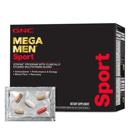 Mega Men Sport Vitapak Program, Convenient Complete Nutrition, For Athletic Performance, Energy, Recovery, Blood Flow, With Arginine, Caffeine, Thermogenic, 30 Count
