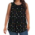 thumbnail image 2 of TARIENDY Plus Size LOng Tank Tops for Women Loose Fit Ruched Graphic Tank Shirts Sleeveless Round Neck Blouses Dressy Summer Tops Black*1 XXXXL, 2 of 7