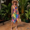 thumbnail image 4 of Uorisanigo Tropical Leaf Couples' Outfits Husban and Wife Clothing Men's Button Down Shirt Size S Hawaiian Tops and Womens Sleeveless Dress with Pocket Beach Party Sundress, 4 of 7
