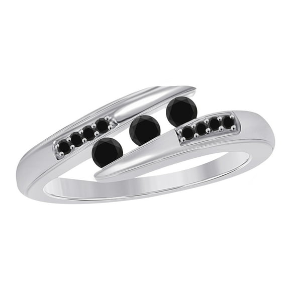 Aonejewelry 0.25Ct. Ttw Channel Set Black Diamond Ring In 14K White Gold