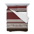 thumbnail image 7 of Quilts Twin-XL Size Bedding Set, Red Floral Lightweight Quilted Comforter, Modern Farmhouse Leaves Brown Striped Soft Reversible Bedspread Coverlet with Pillow Covers for All Season, 68" x 98", 7 of 7