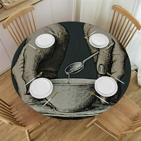 

SHERONV Coffee Stain-Resistant Round Tablecloth for Indoor Outdoor Use 54 -58